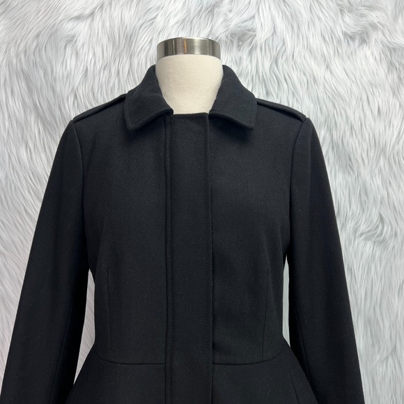 Banana Republic Black Wool Coat Jacket Peplum‎ Ladycoat Classic Going Out Party - Picture 9 of 16